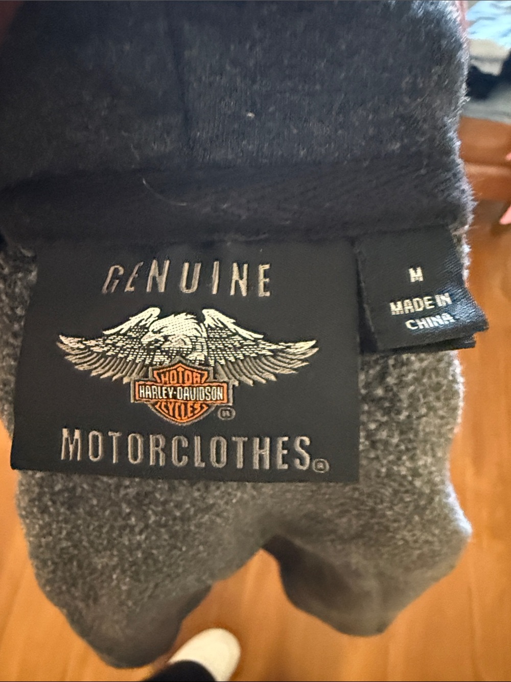 GUC Harley Davidson Tattoo Style Gray Zip Up Hoodie Size Medium - Picture 8 of 8